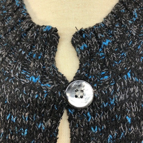 Evan Picone Women's Cardigan Sweater Size XL 1 Button Black Gray Blue Heather - Picture 2 of 12
